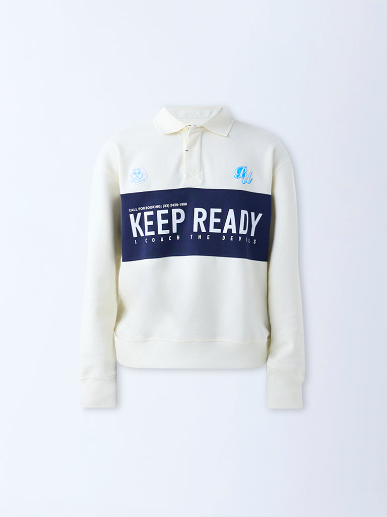 Nuon Cream Colour-Blocked Relaxed-Fit Sweatshirt