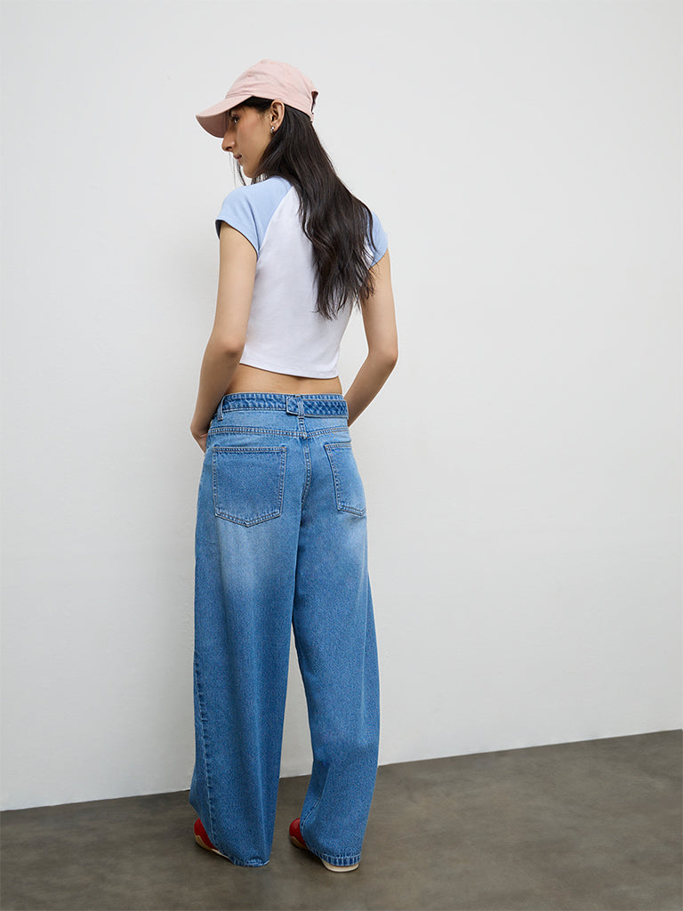 Nuon Blue Washed High-Rise Jeans