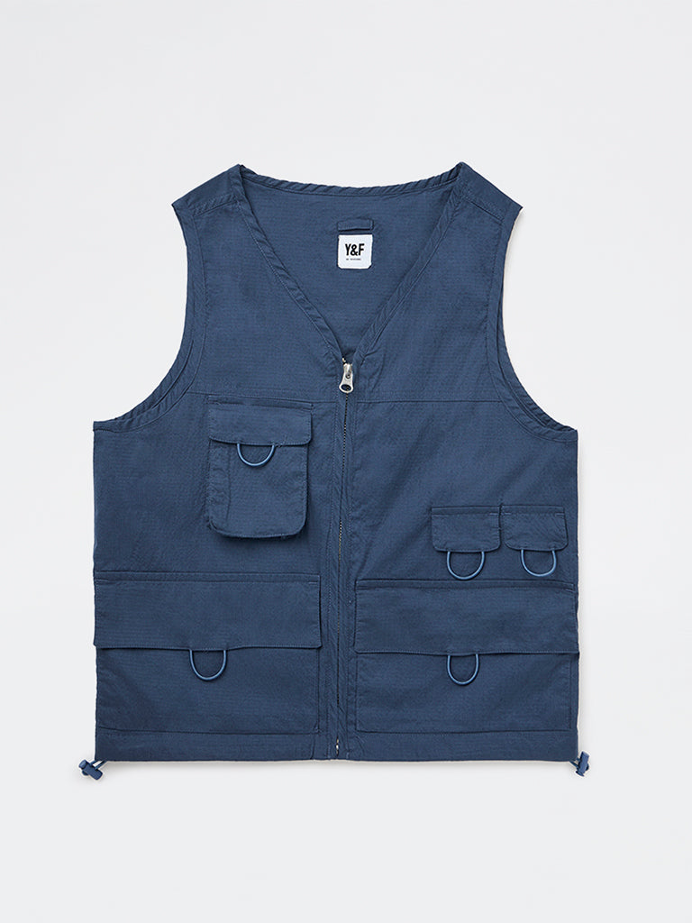 Y&F Kids Boys Navy Cotton-Blend Jacket