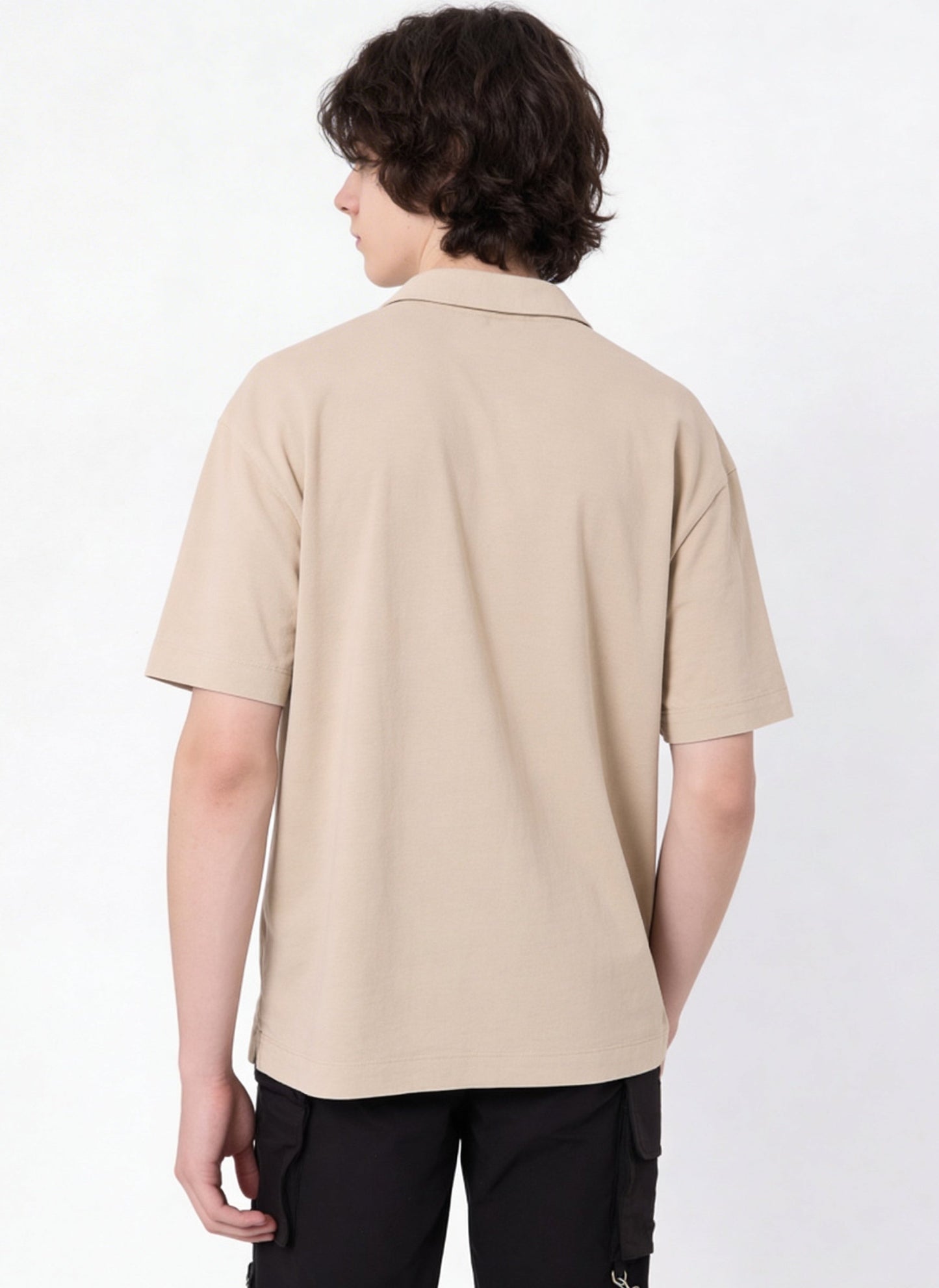 Y&F Kids Boys Off-White Printed Cotton Polo T-Shirt