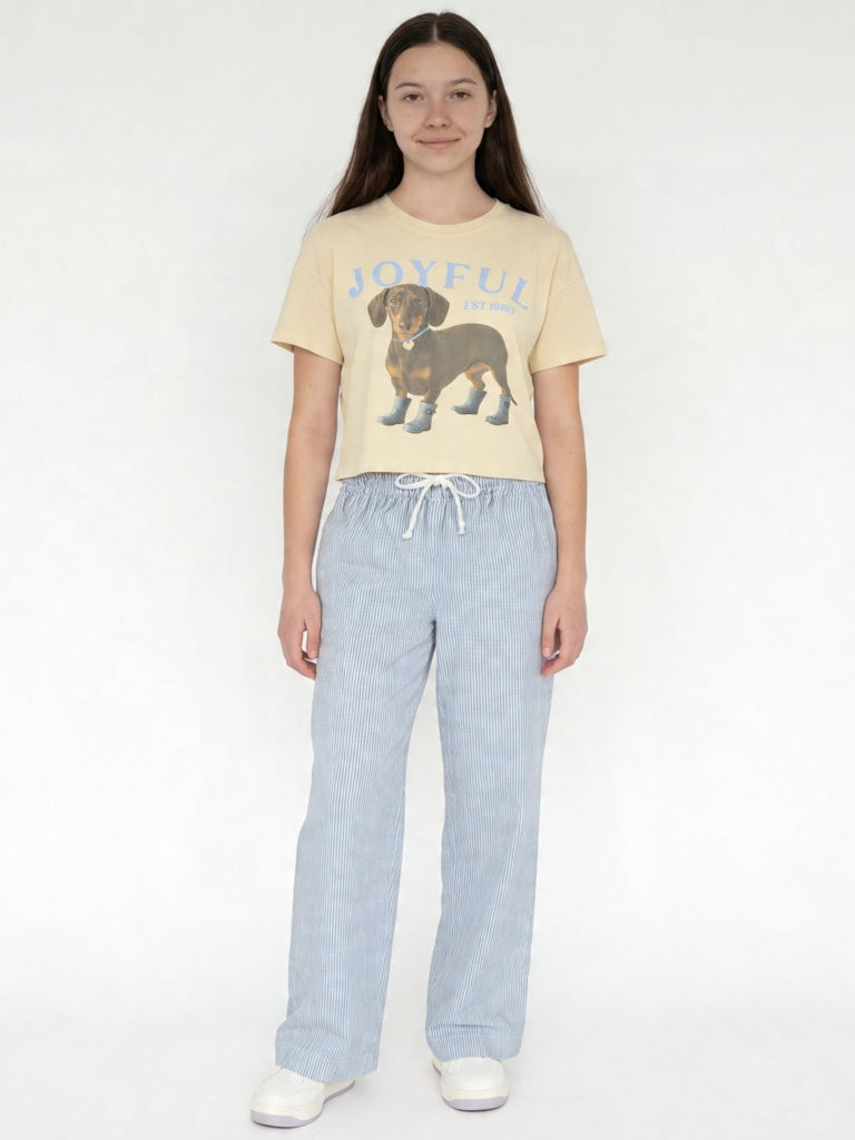Y&F Kids Girls Yellow Printed Cotton T-Shirt