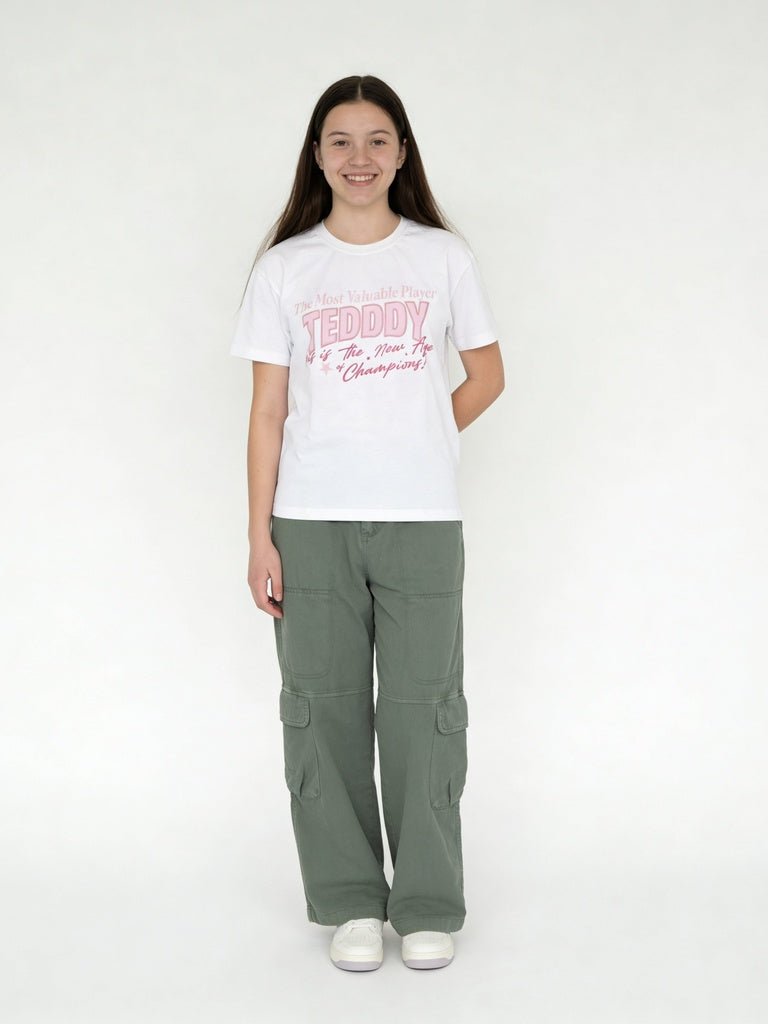 Girls Sage Pocket Mid-Rise Regular Fit Cotton Cargo Pants