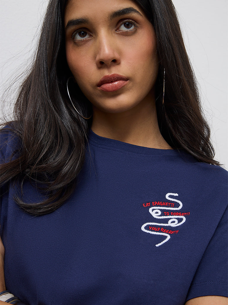 LOV Navy Graphic Design T-Shirt