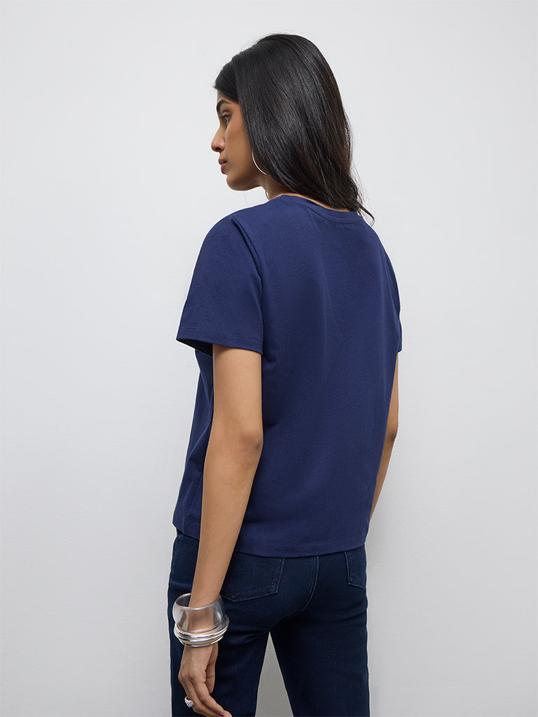LOV Navy Graphic Design T-Shirt