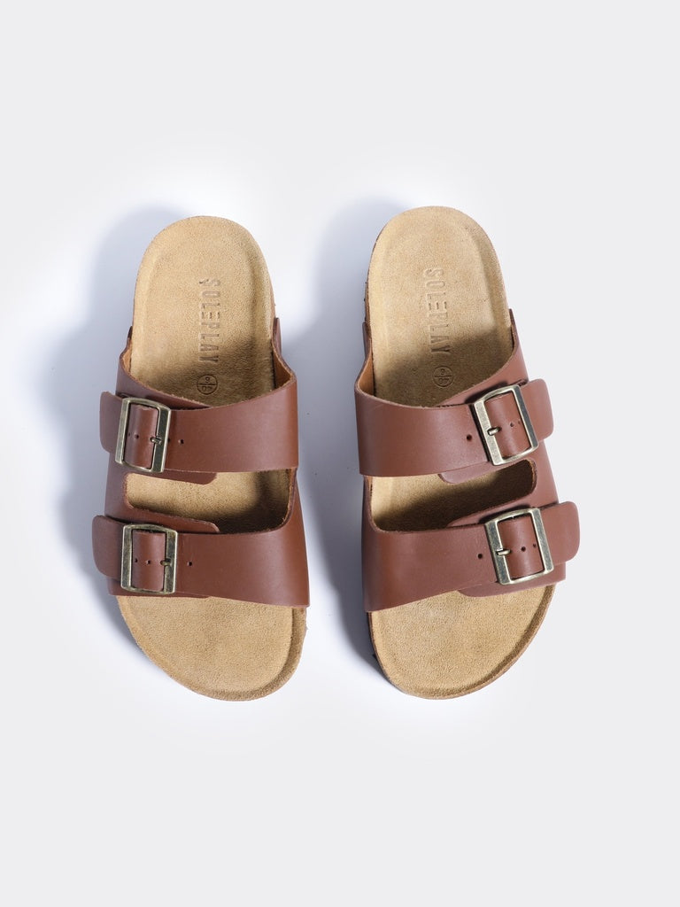 SOLEPLAY Tan Double Strap Comfort Sandals