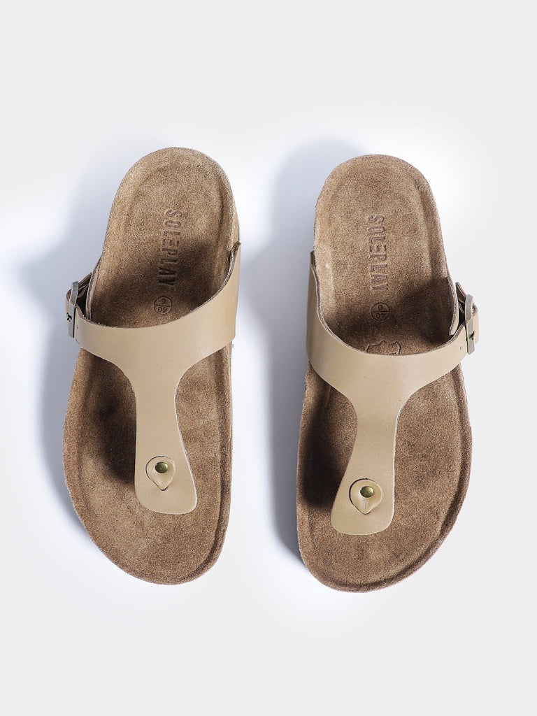 SOLEPLAY Taupe Suede Comfort Sandals