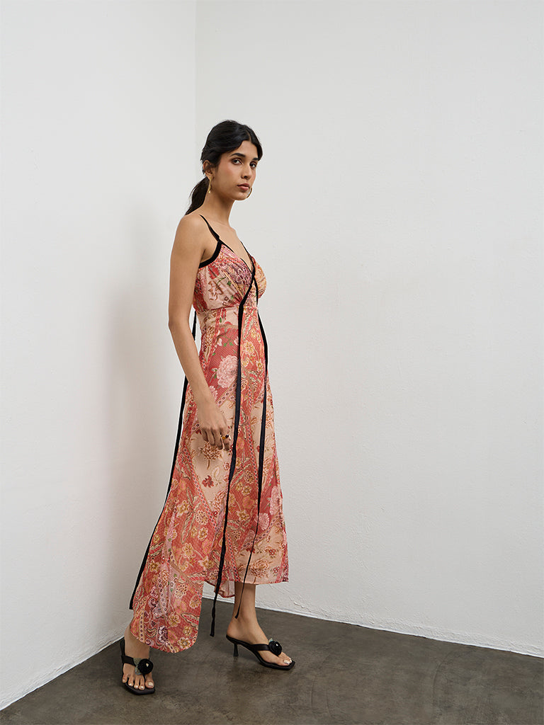 LOV Multicolor Printed Empire A-Line Dress