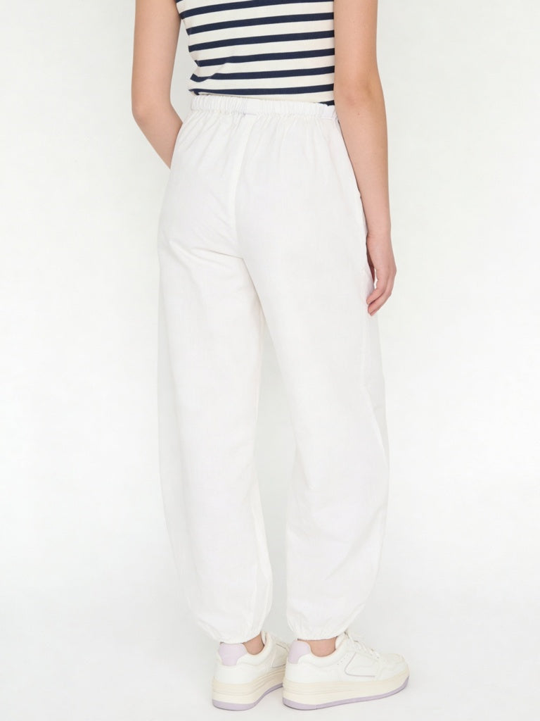 Y&F Kids Girls White High-Rise Harem Cotton Pants