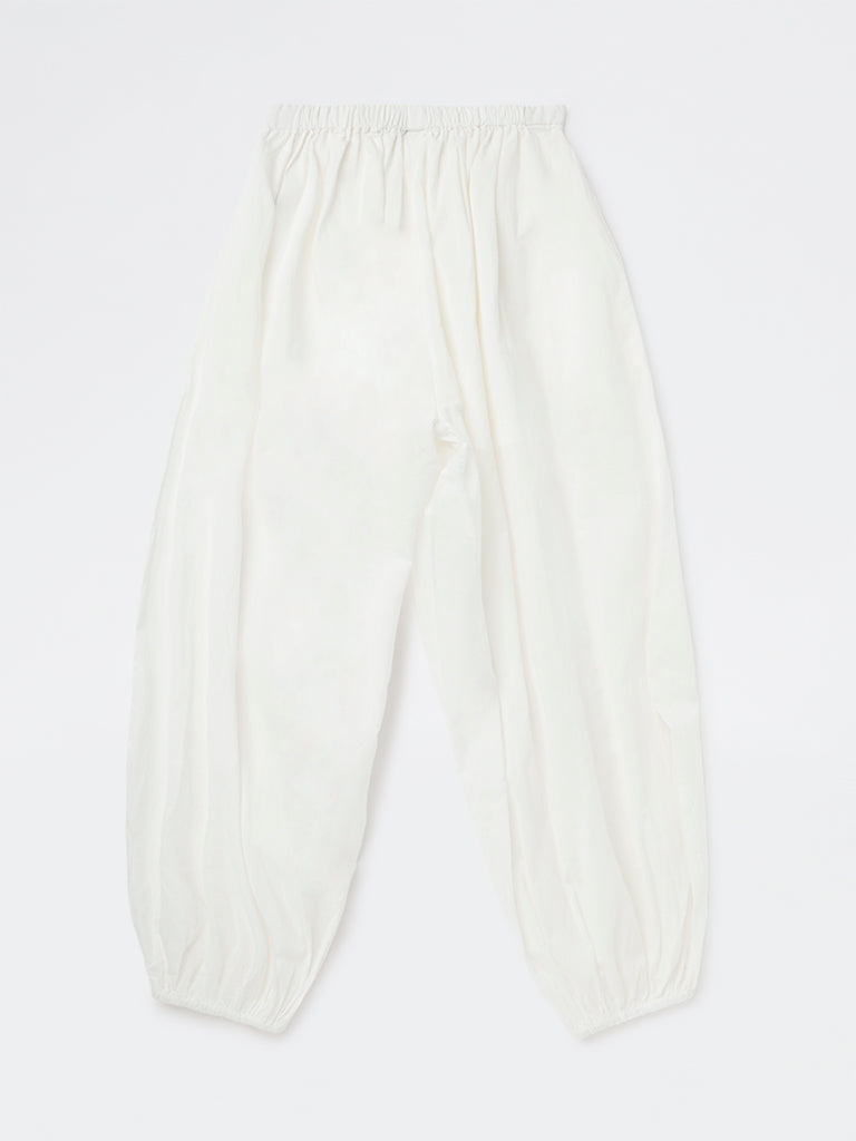 Y&F Kids Girls White High-Rise Harem Cotton Pants