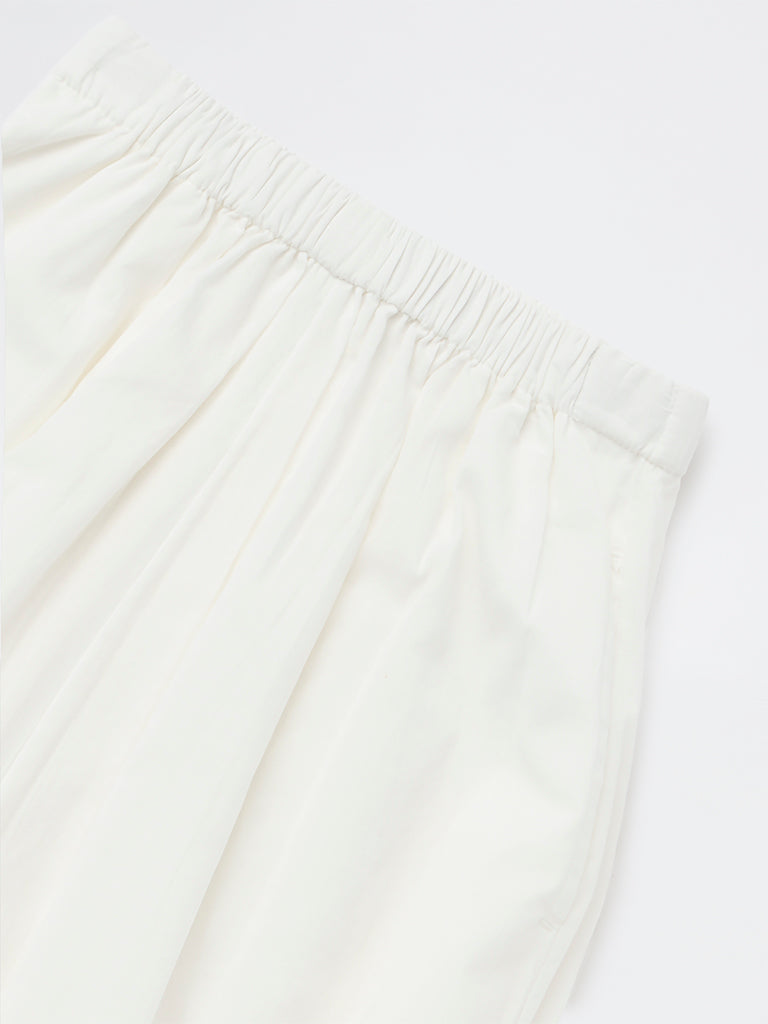 Y&F Kids Girls White High-Rise Harem Cotton Pants