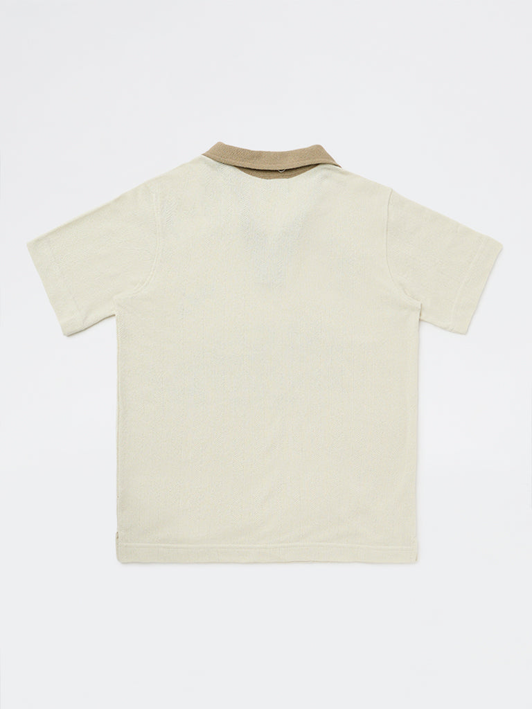 Y&F Kids Boys Beige Graphic Printed T-Shirt