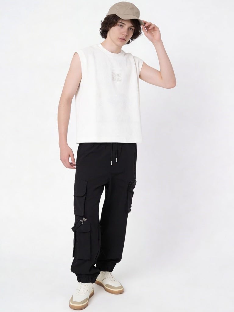 Y&F Kids Boys Off-White Printed Cotton-Blend T-Shirt