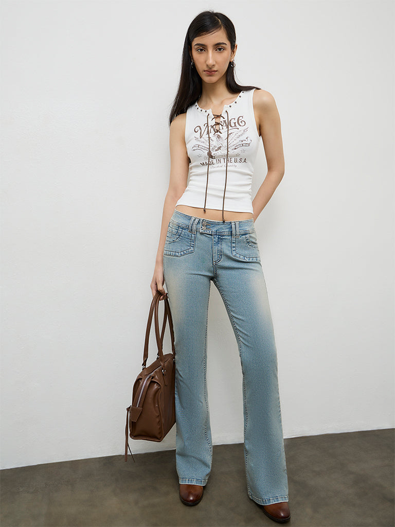 Nuon Light Blue Washed Low-Rise Jeans