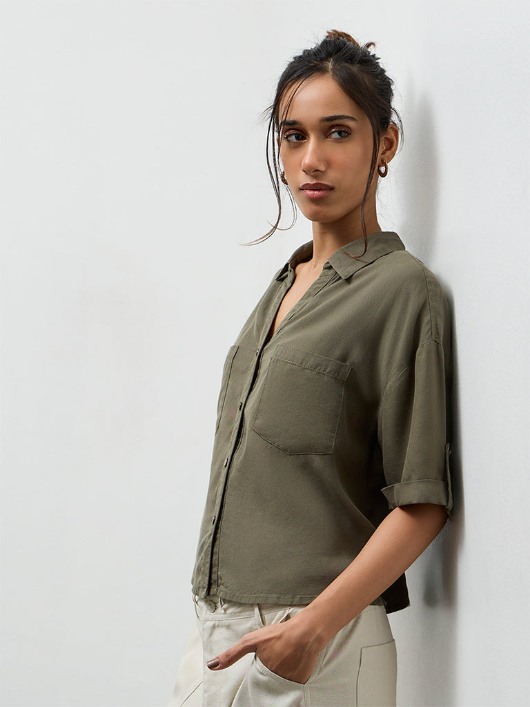 LOV Olive Solid Shirt