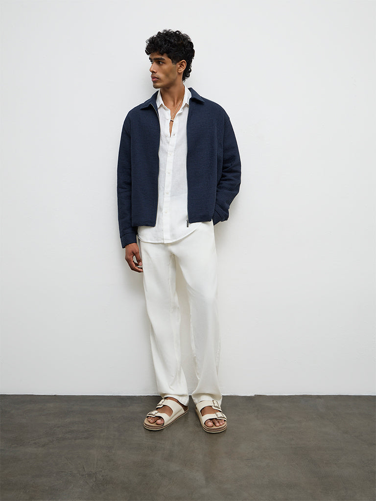 ETA Navy Relaxed Textured Relaxed Fit Jacket