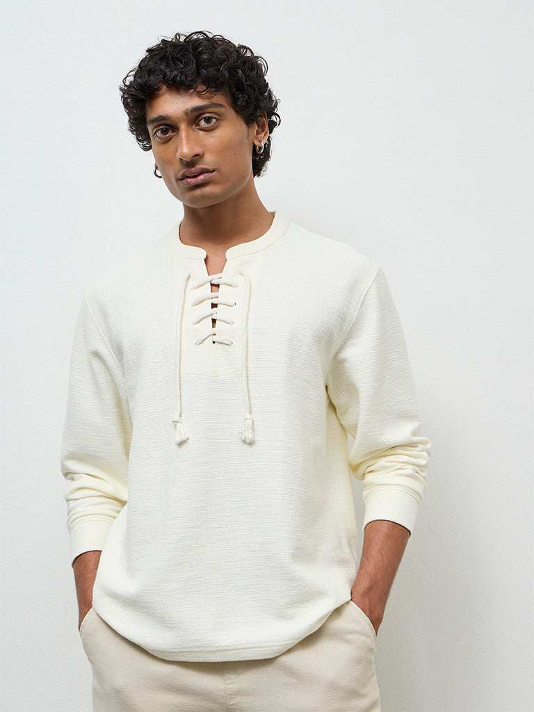 ETA Off-White Waffle-Textured Relaxed-Fit Cotton-Blend T-Shirt