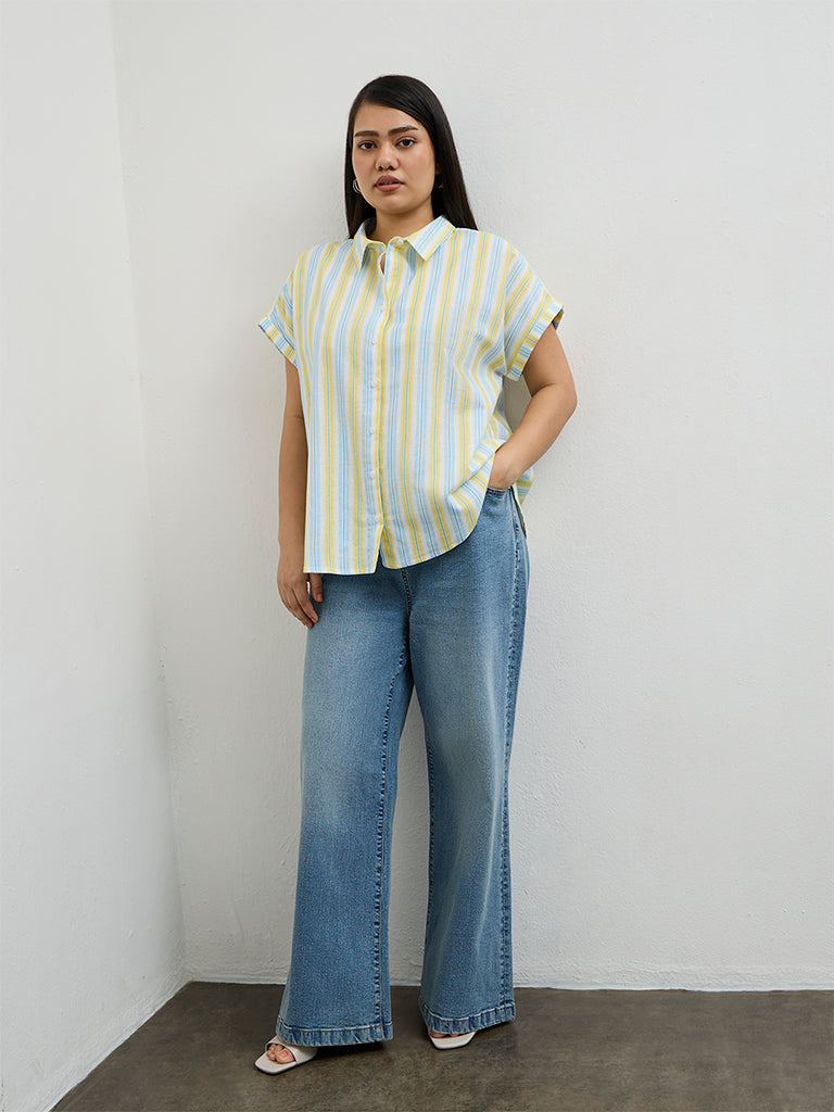Gia Blue and Yellow Striped Shirt