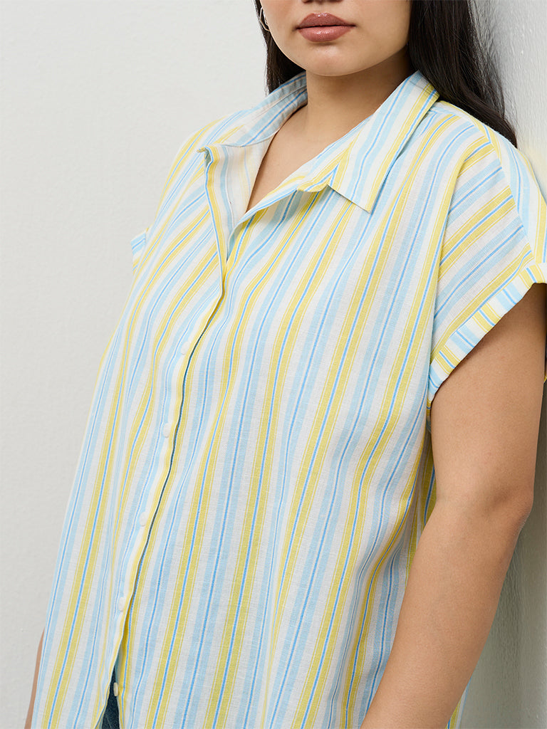 Gia Blue and Yellow Striped Shirt
