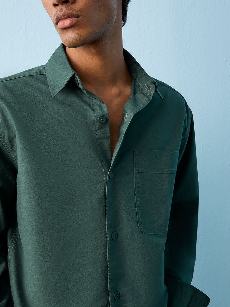 Nuon Green Relaxed-Fit Cotton Shirt