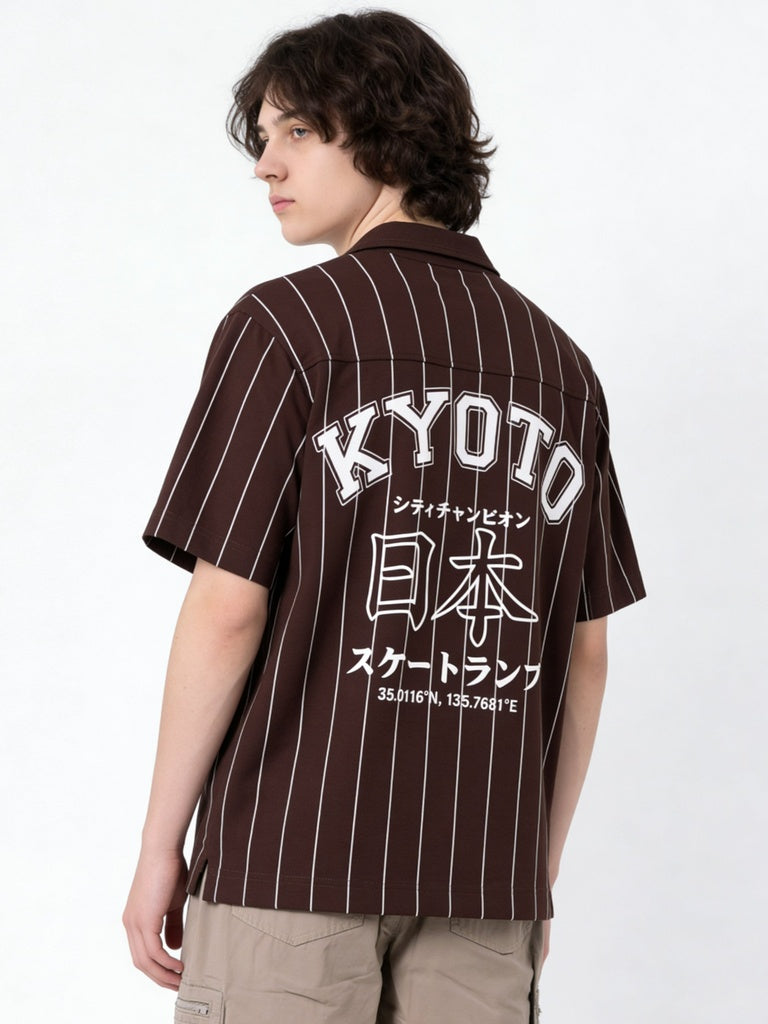 Boys Brown Graphic Printed Cotton-Blend Shirt