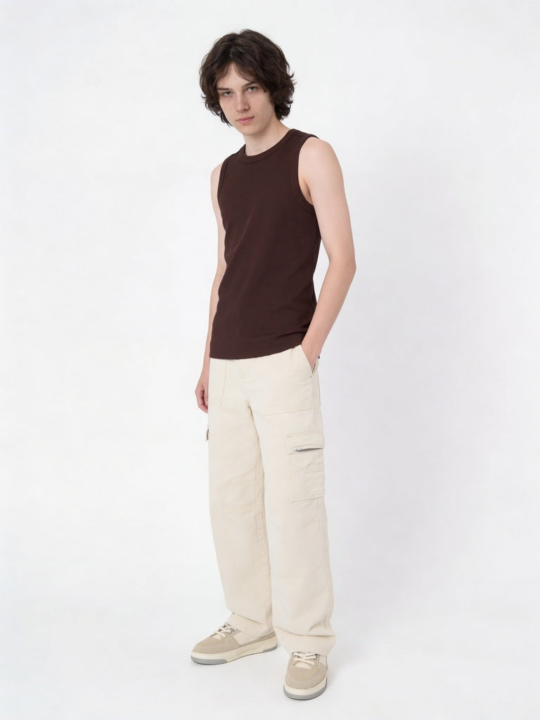 Y&F Kids Boys Brown Slim-Fit Cotton-Blend Vest