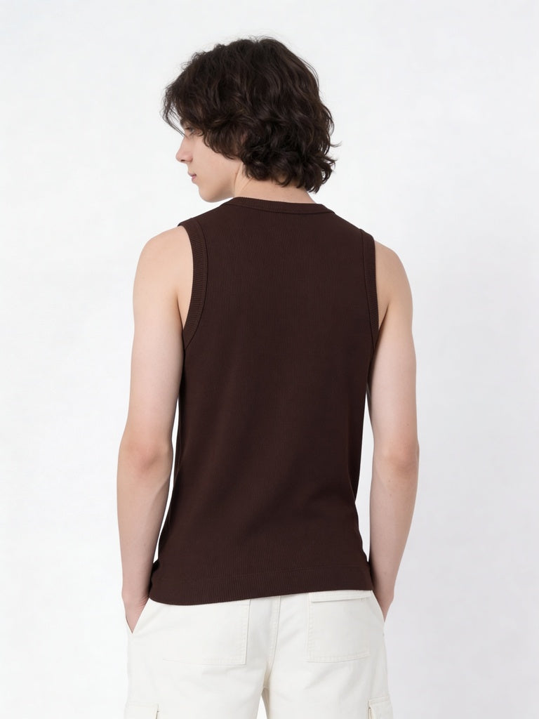 Y&F Kids Boys Brown Slim-Fit Cotton-Blend Vest