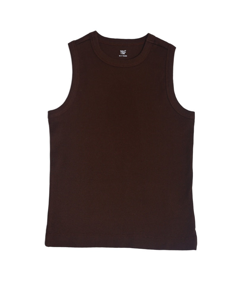 Y&F Kids Boys Brown Slim-Fit Cotton-Blend Vest