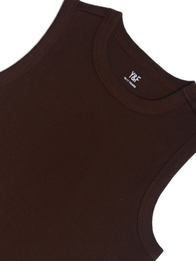 Y&F Kids Boys Brown Slim-Fit Cotton-Blend Vest
