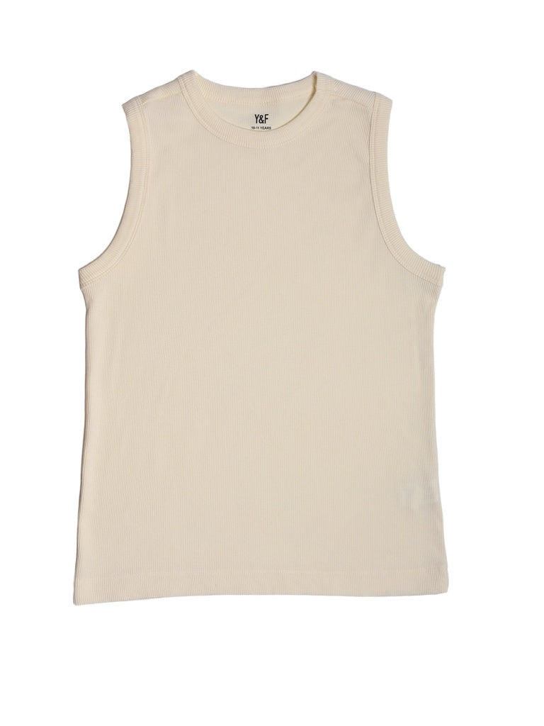 Y&F Kids Boys Off-White Cotton-Blend Vest
