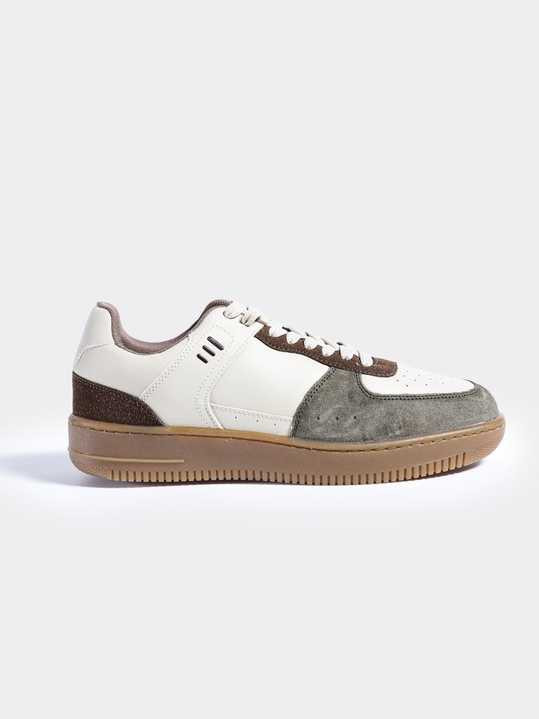 SOLEPLAY Beige and Olive Lace-up Sneakers