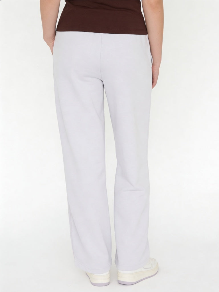 Y&F Kids Girls Off-White Solid Cotton-Blend Track Pants