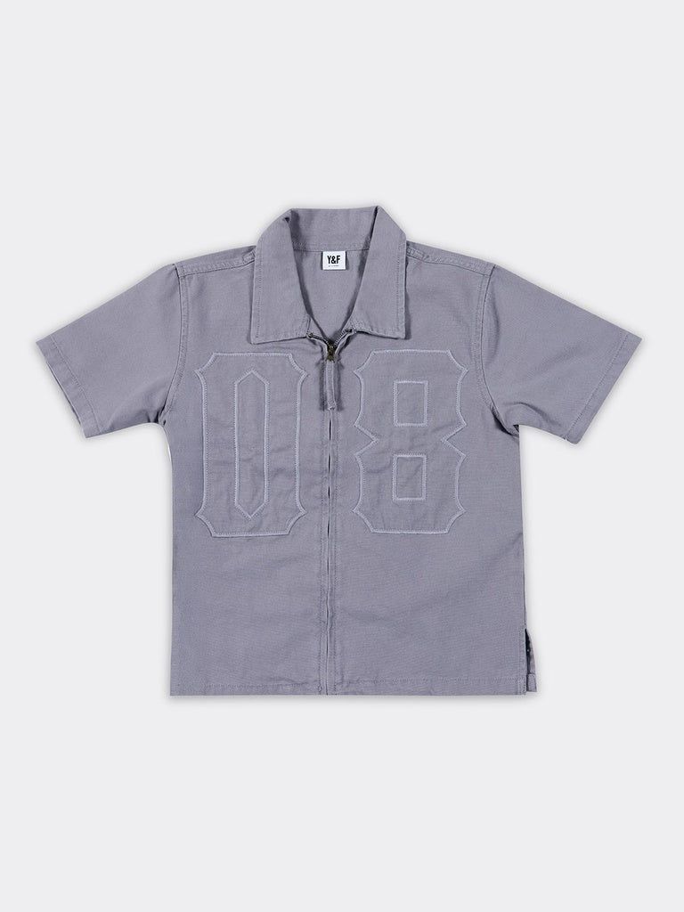 Boys Grey Solid Cotton Regular Fit Short Sleeve Shirt