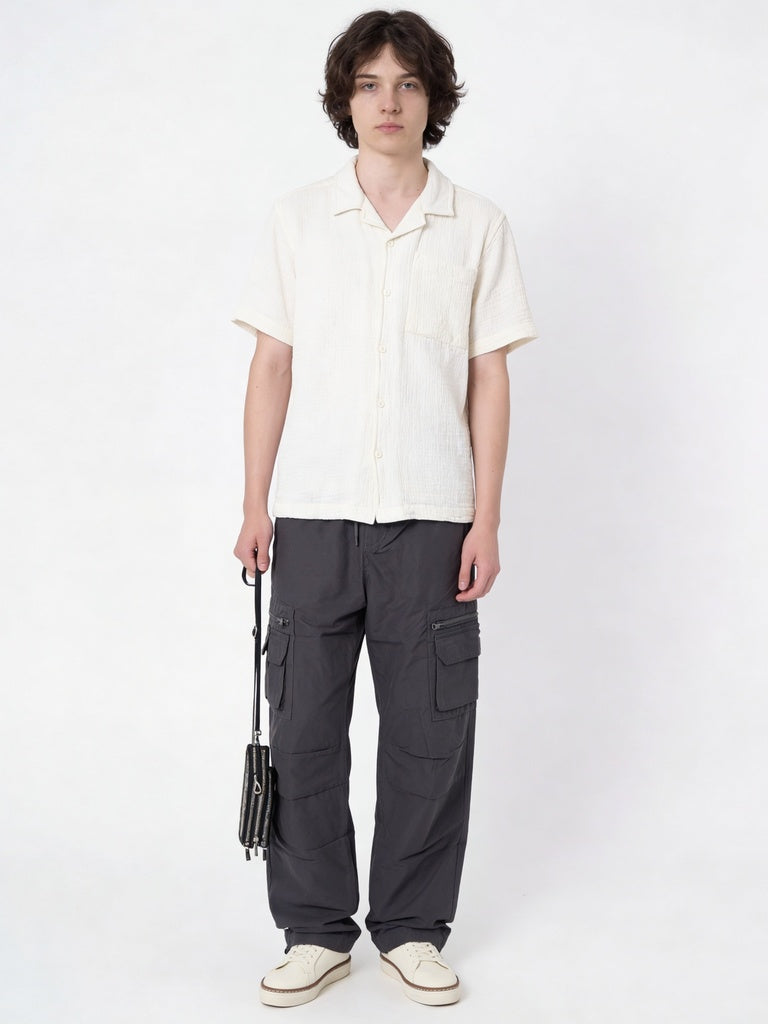Y&F Kids Boys Off-White Textured Cotton Shirt