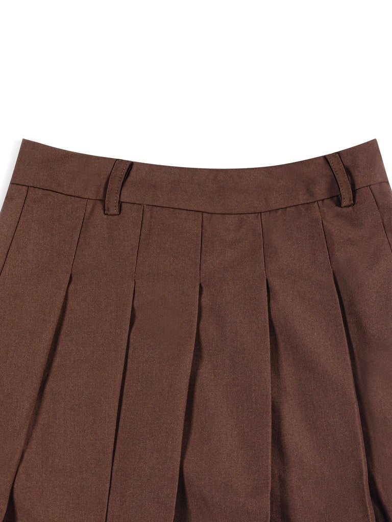 Y&F Kids Girls Brown Solid Pleated Skirt