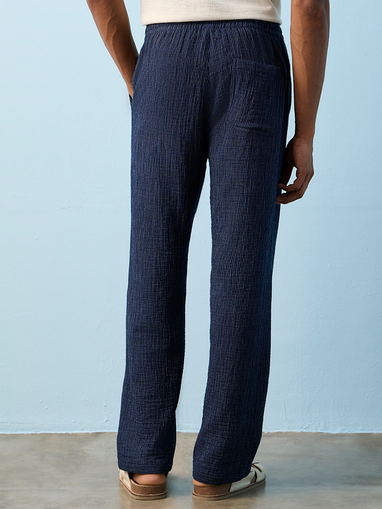 ETA Indigo Striped Relaxed-Fit Mid-Rise Cotton Pants