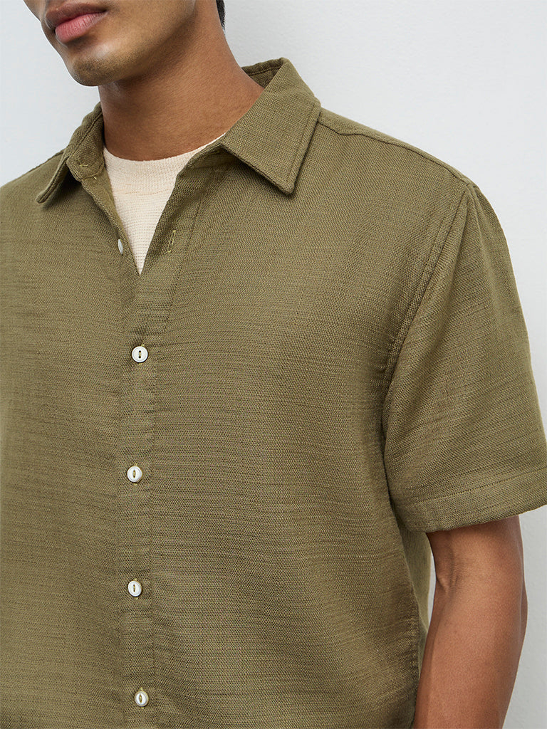 ETA Olive Relaxed-Fit Cotton Shirt