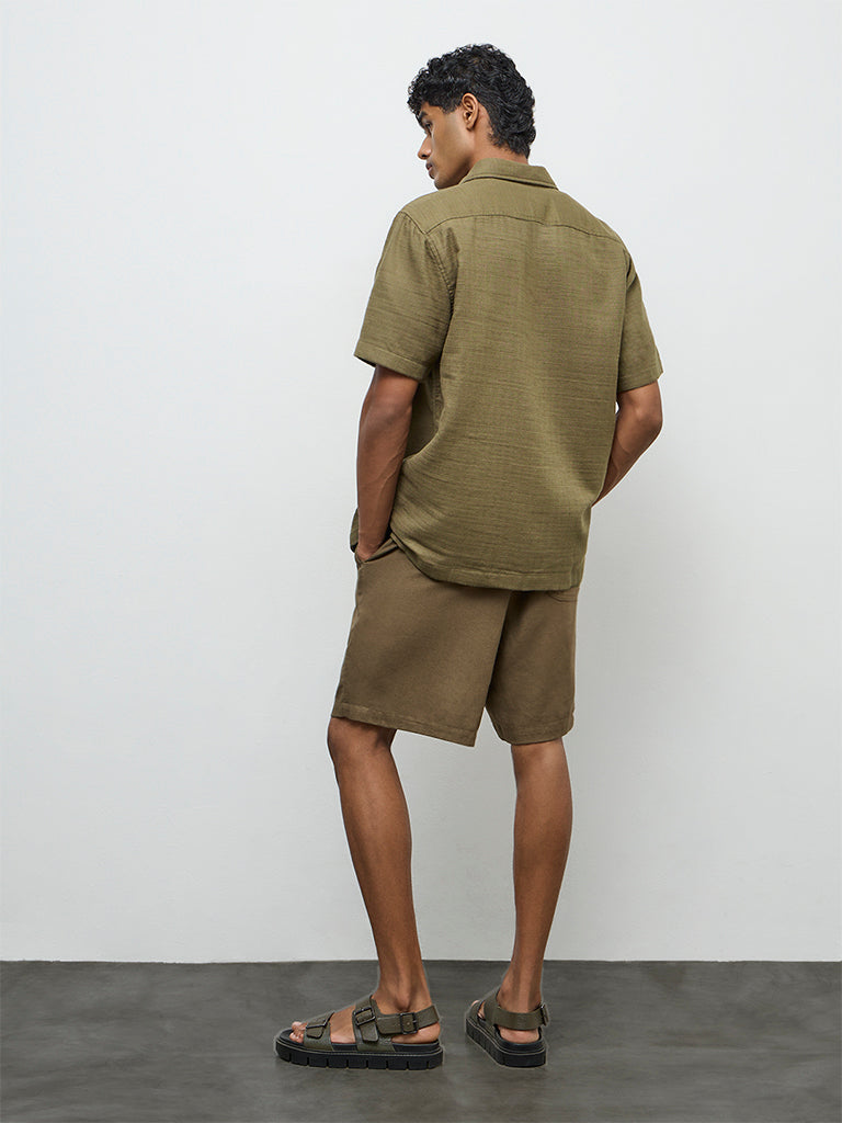ETA Olive Relaxed-Fit Cotton Shirt