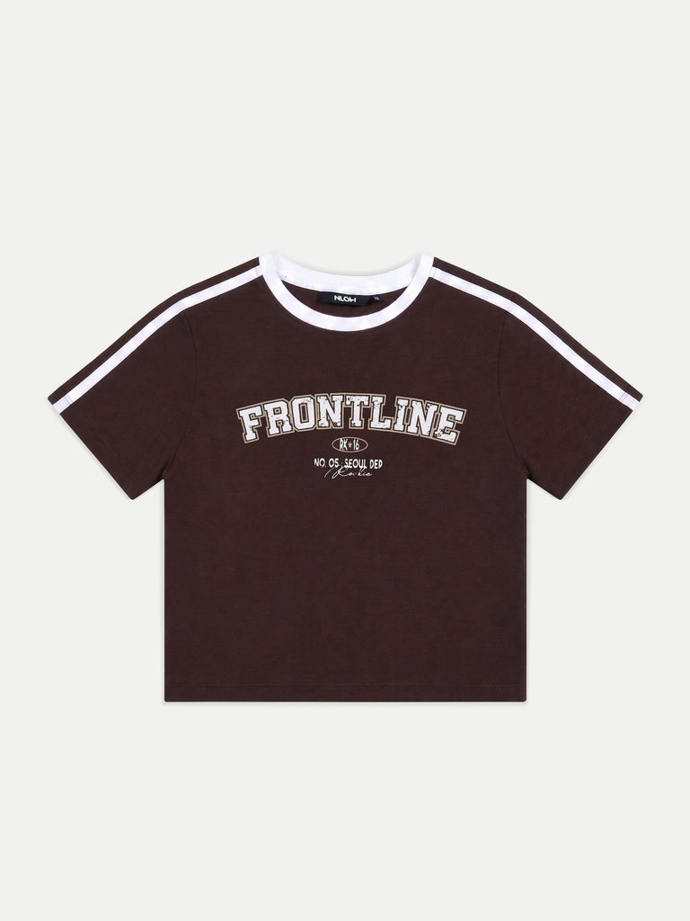 Nuon Dark Brown Text-Printed Cotton T-Shirt