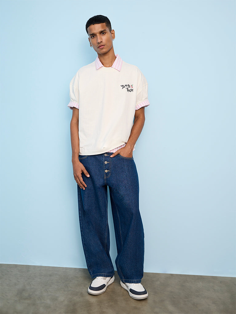 Nuon Dark Blue Relaxed-Fit Mid-Rise Jeans