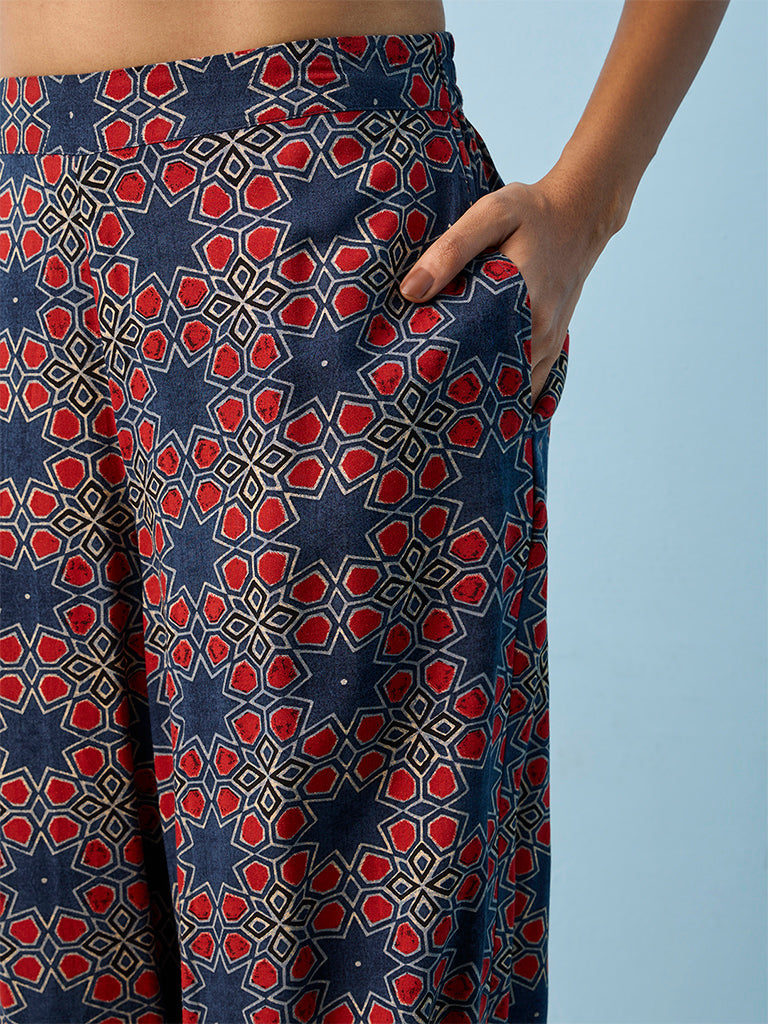 Utsa Indigo Printed Cotton Pants