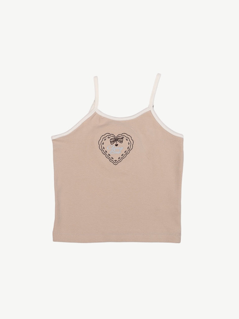 Y&F Kids Girls Beige Printed Cotton-Blend Top