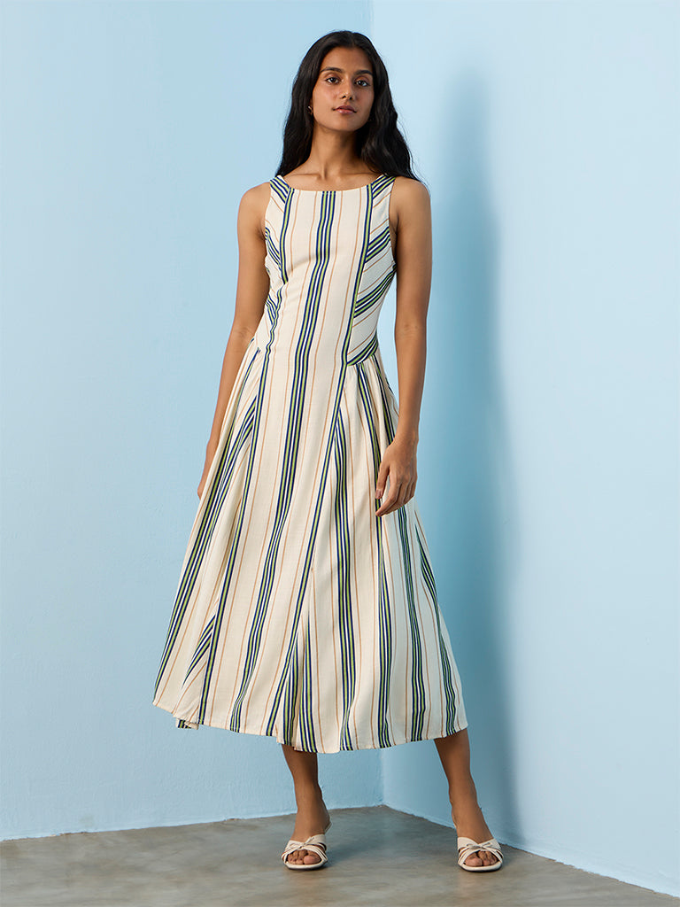 LOV Multicolour Striped A-Line Dress