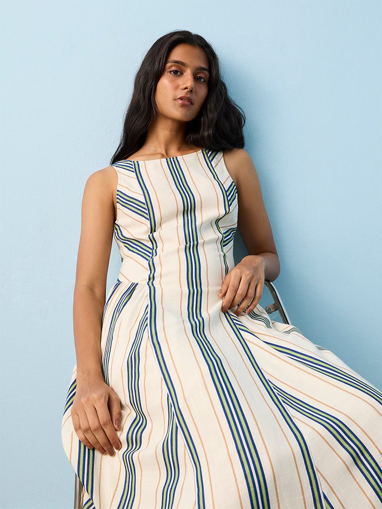 LOV Multicolour Striped A-Line Dress