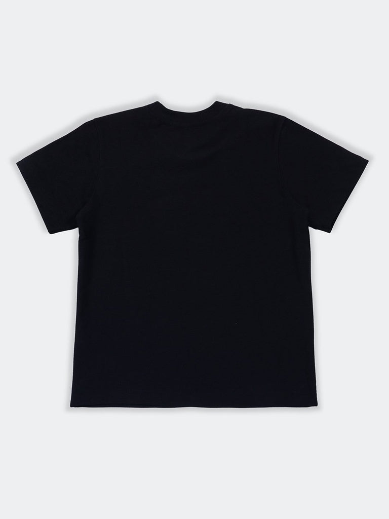 Boys Black Spray Printed Cotton T-Shirt