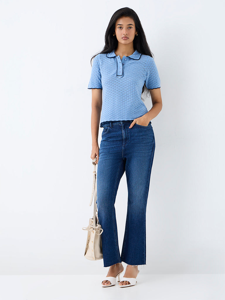 LOV Blue-Wash High-Waist Flared Fit Jeans