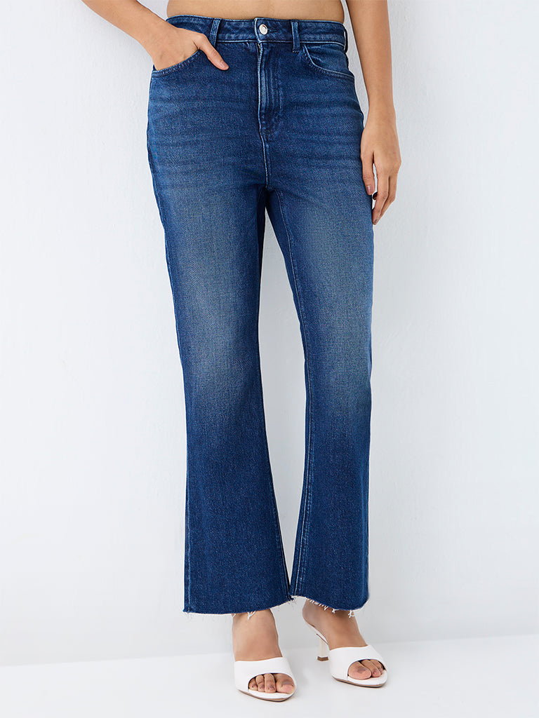 LOV Blue-Wash High-Waist Flared Fit Jeans