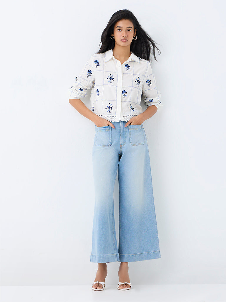LOV Light BlueWash High-Waist Wide Leg Fit Jeans