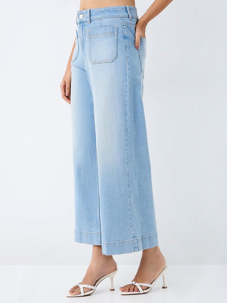 LOV Light BlueWash High-Waist Wide Leg Fit Jeans
