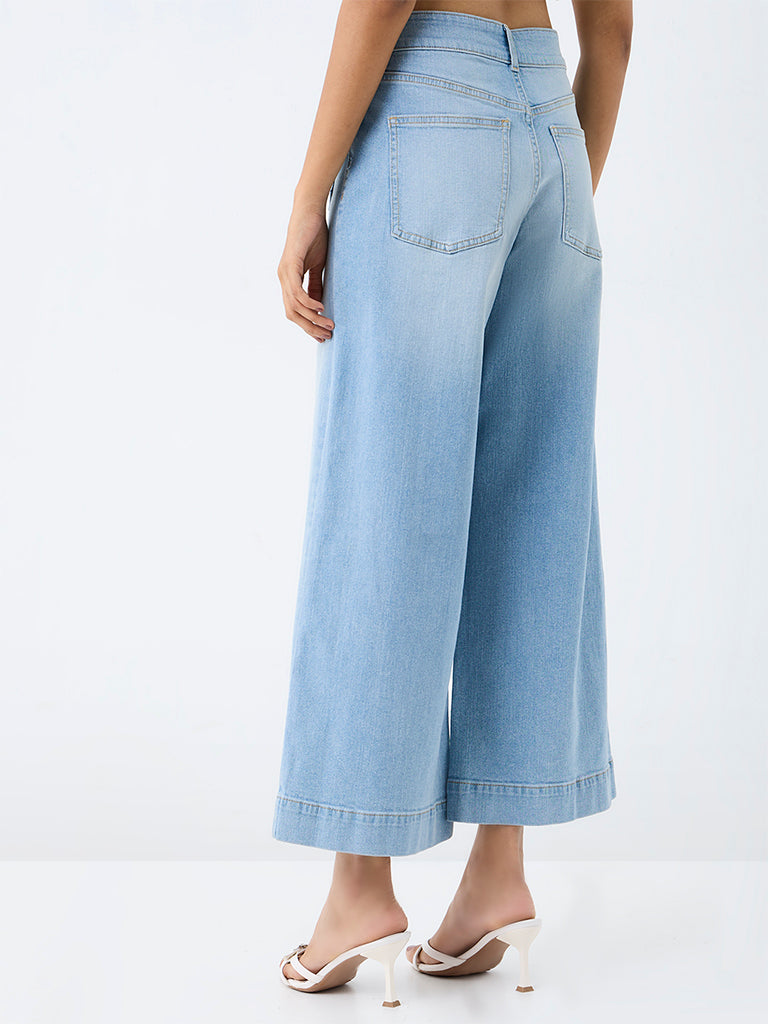 LOV Light BlueWash High-Waist Wide Leg Fit Jeans