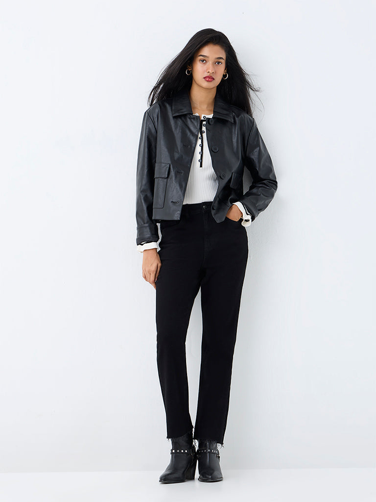 LOV Black-Wash High-Waist Relaxed Fit Jeans
